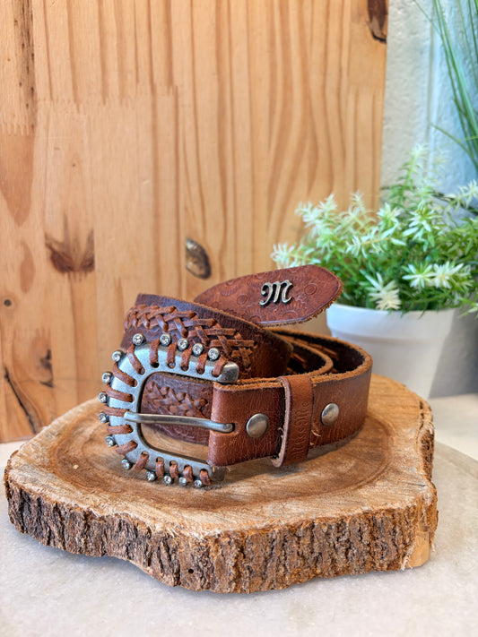 Brown Miss Me Leather Belt : S