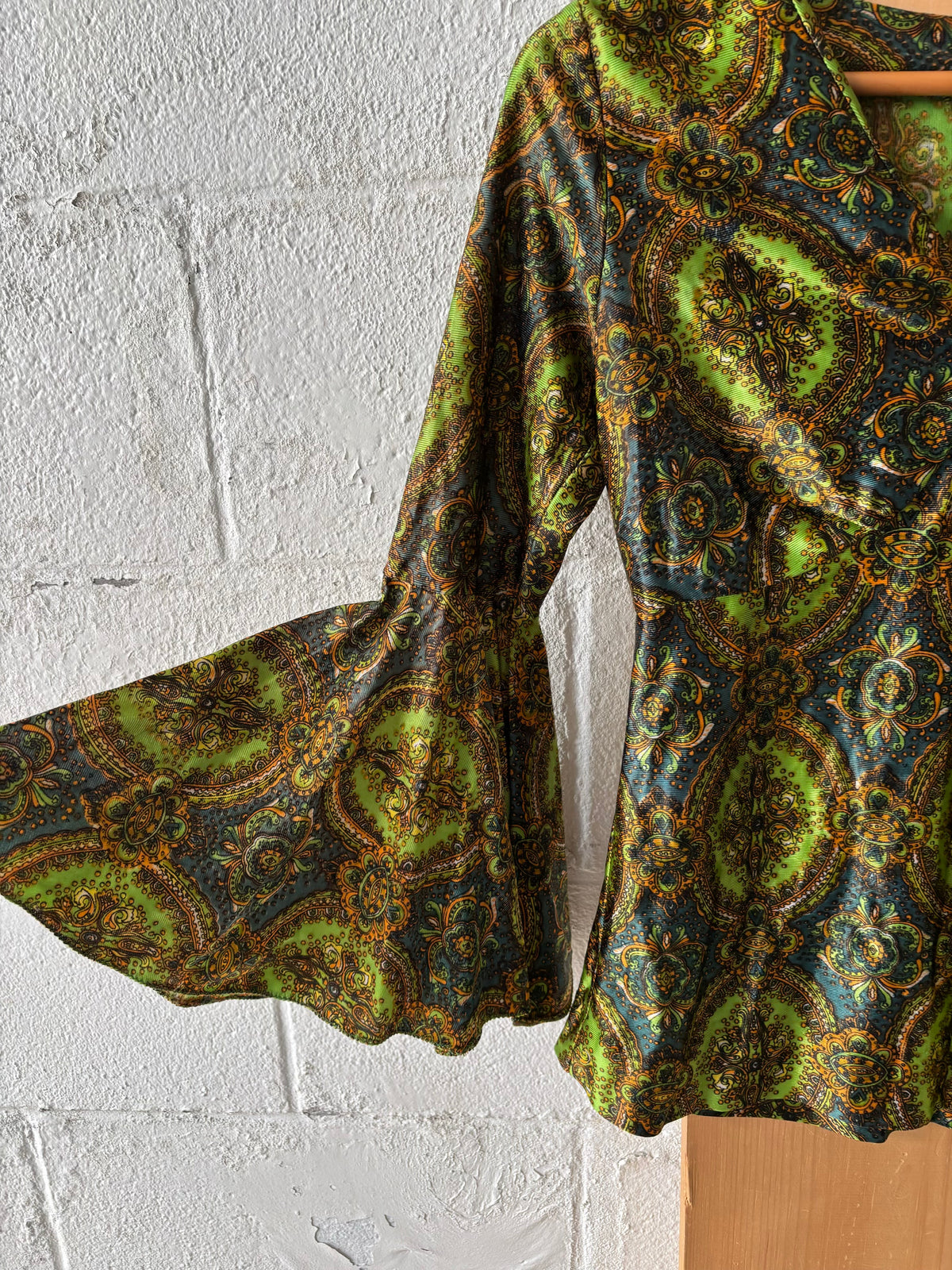 Handmade Paisley Bell Sleeve Top : ~M/L