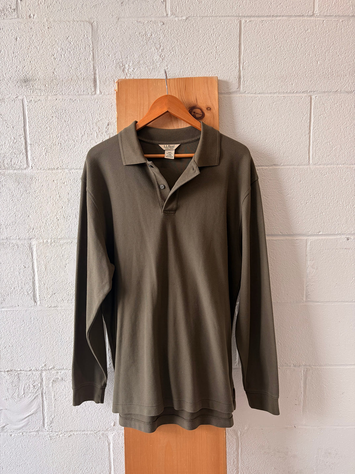 Olive L.L. Bean Long Sleeve Polo : L-Reg