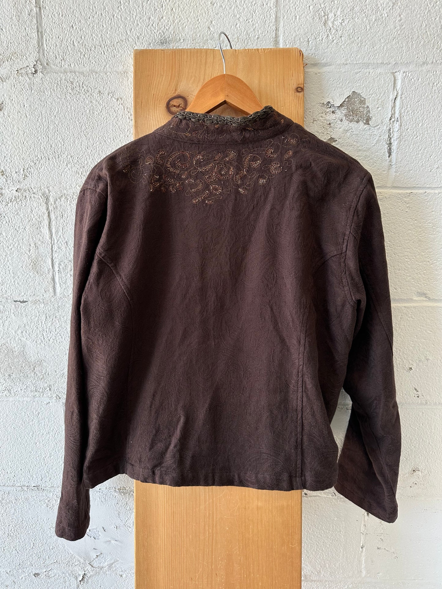 Embroidered Brown Jacket : XL