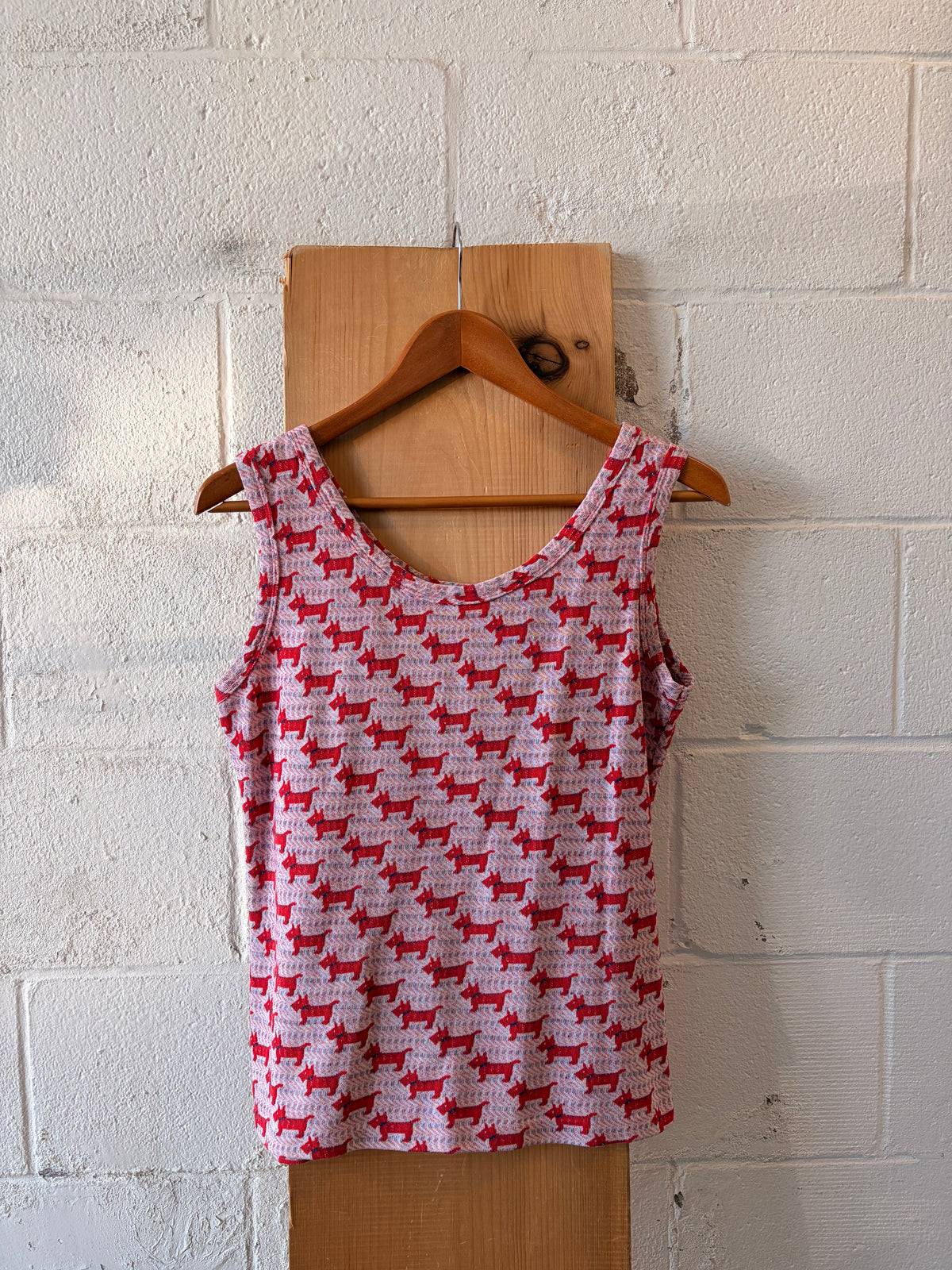 Vtg Red Scottie Dog Tank : M/L