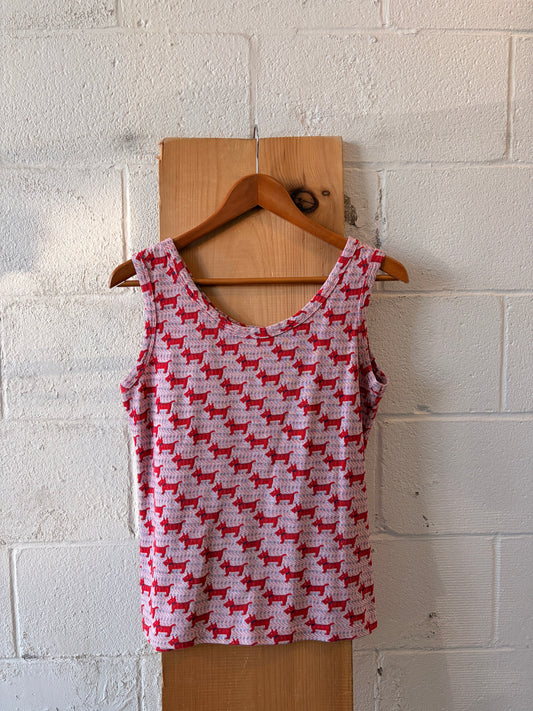 Vtg Red Scottie Dog Tank : M/L