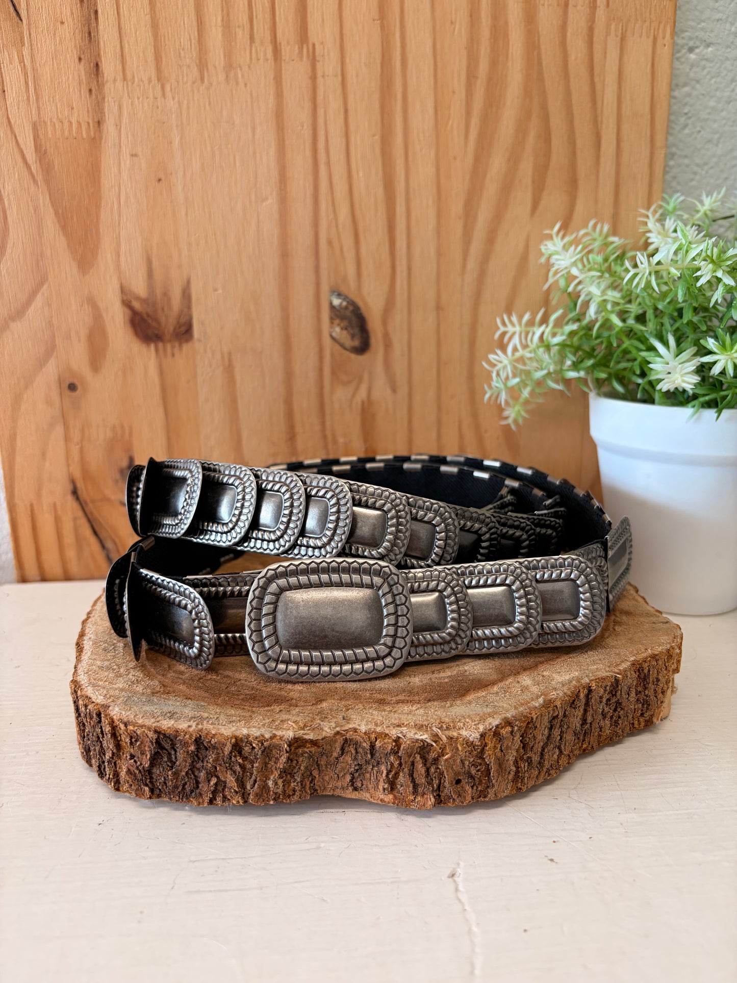 Vtg Silver Tone Elastic Belt