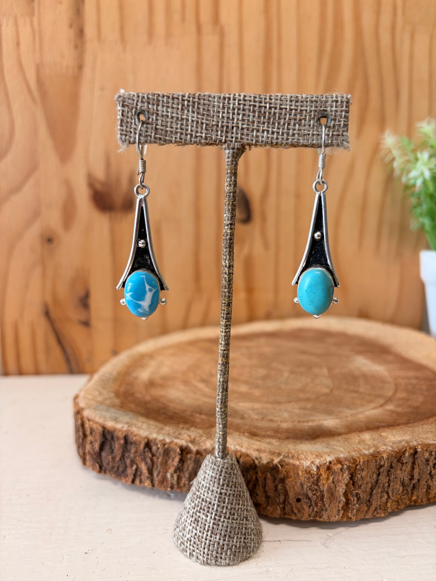Mexico Stamped Silver Dangle Earrings