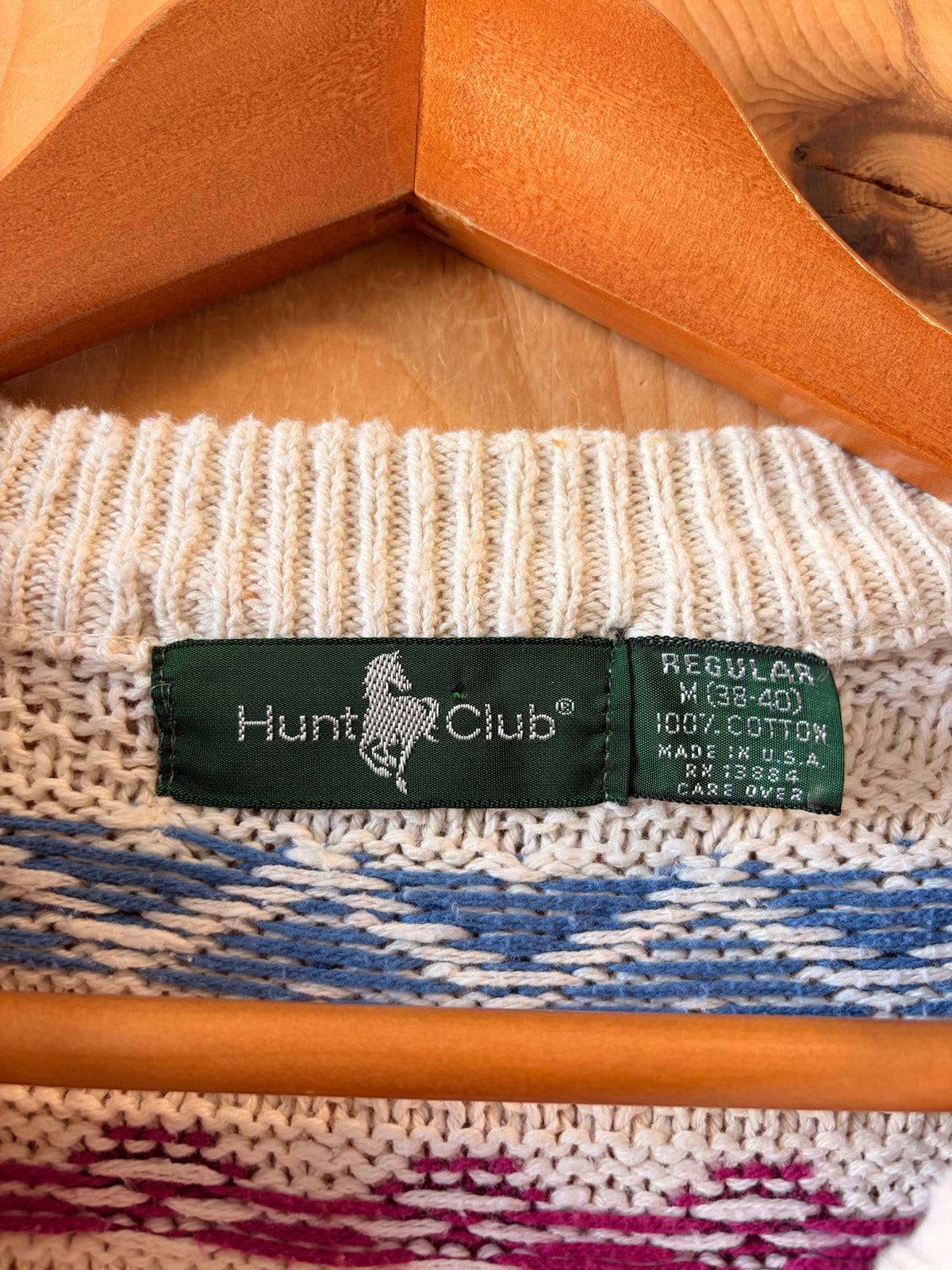 Vtg Cream Hunt Club Sweater : M