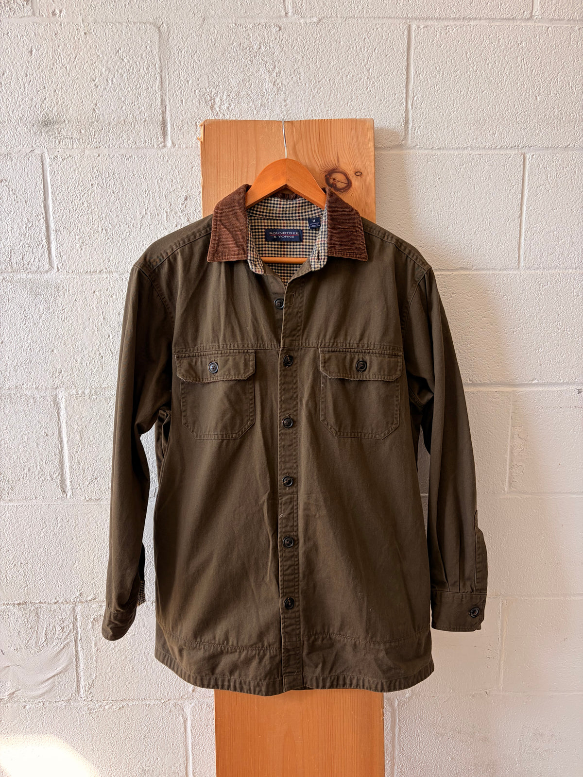 Olive Green Corduroy Collared Button Down : M