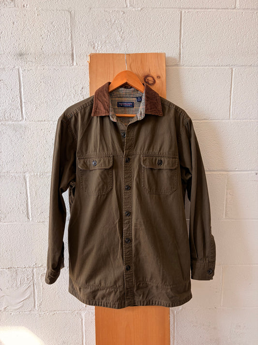 Olive Green Corduroy Collared Button Down : M