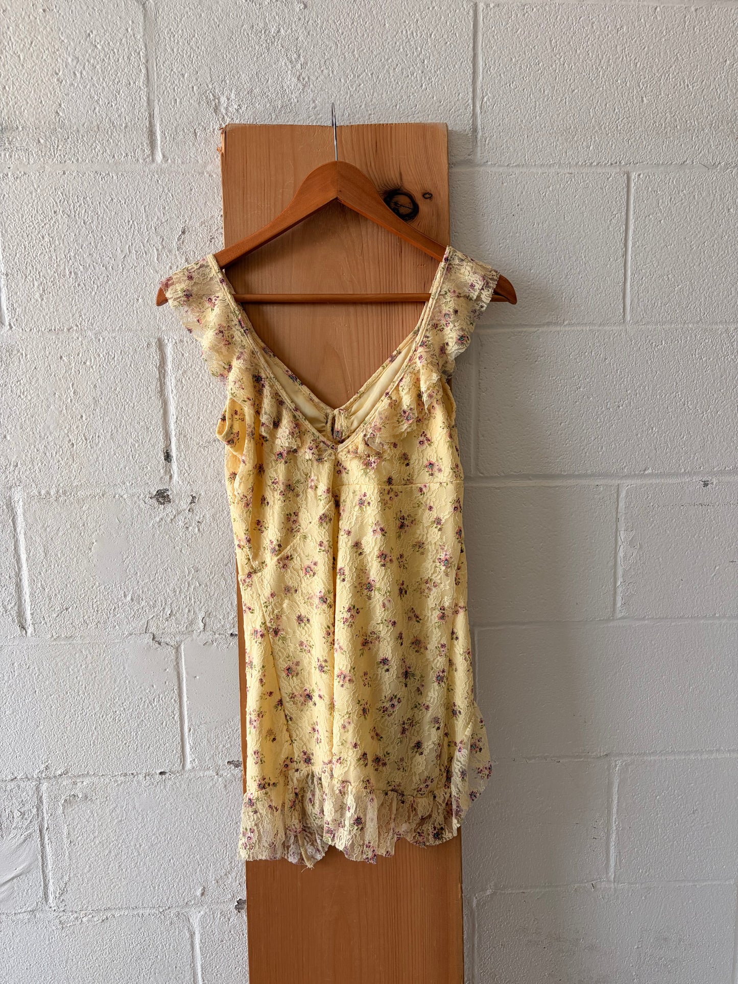 Dainty Yellow Floral Top / Mini Dress : S