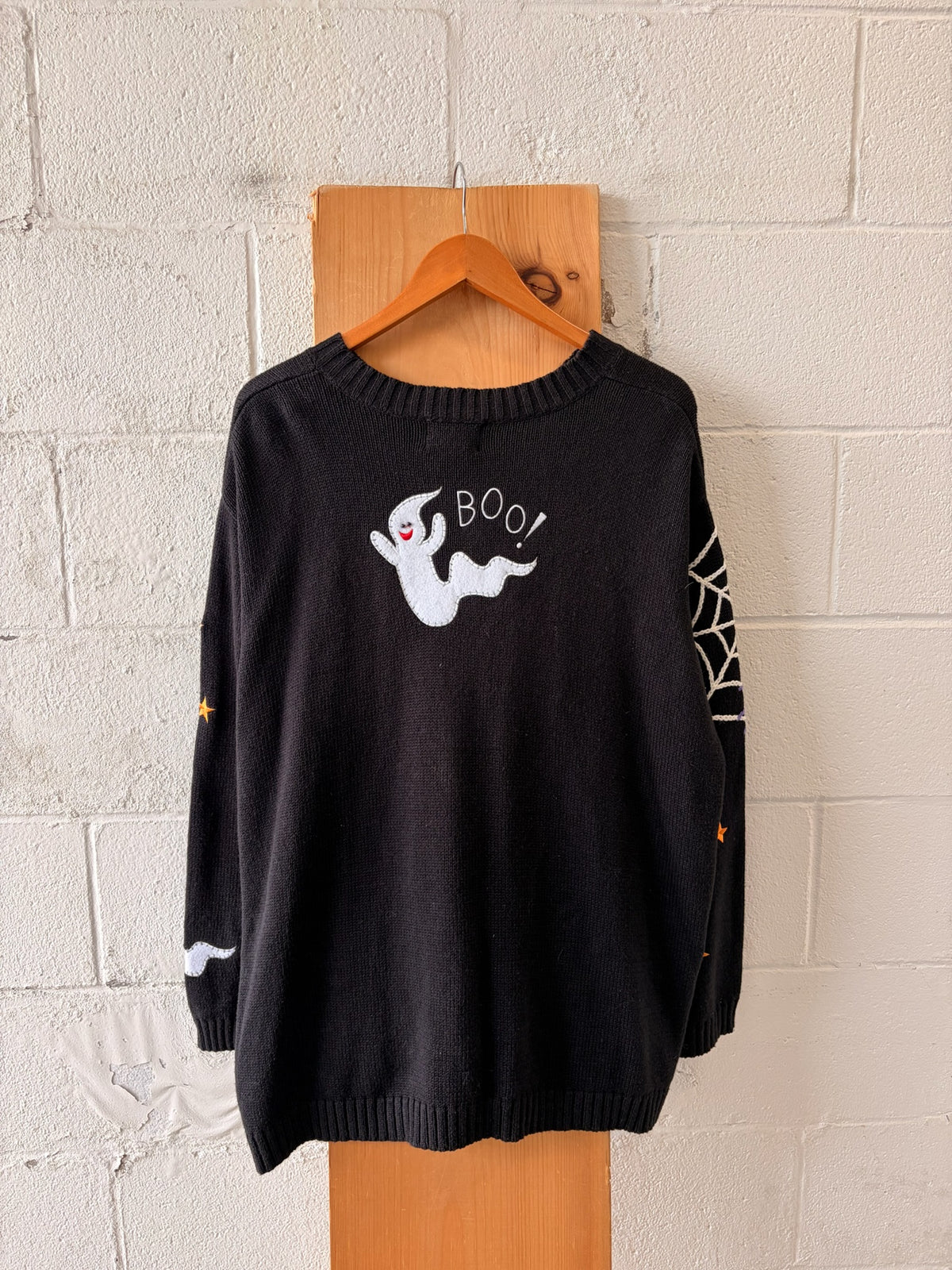 Vtg Ghosts and Spiders BOO Cardigan : 3X