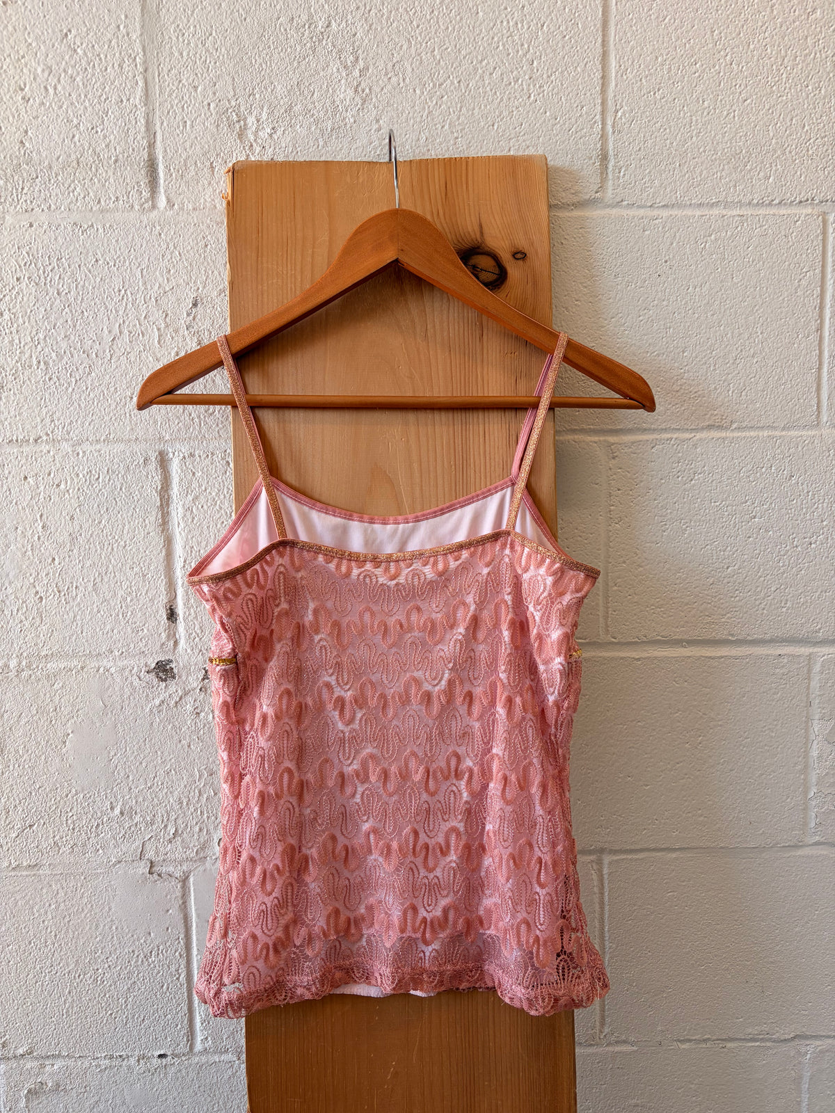 Dainty Pink & Gold Sequins Tank : M