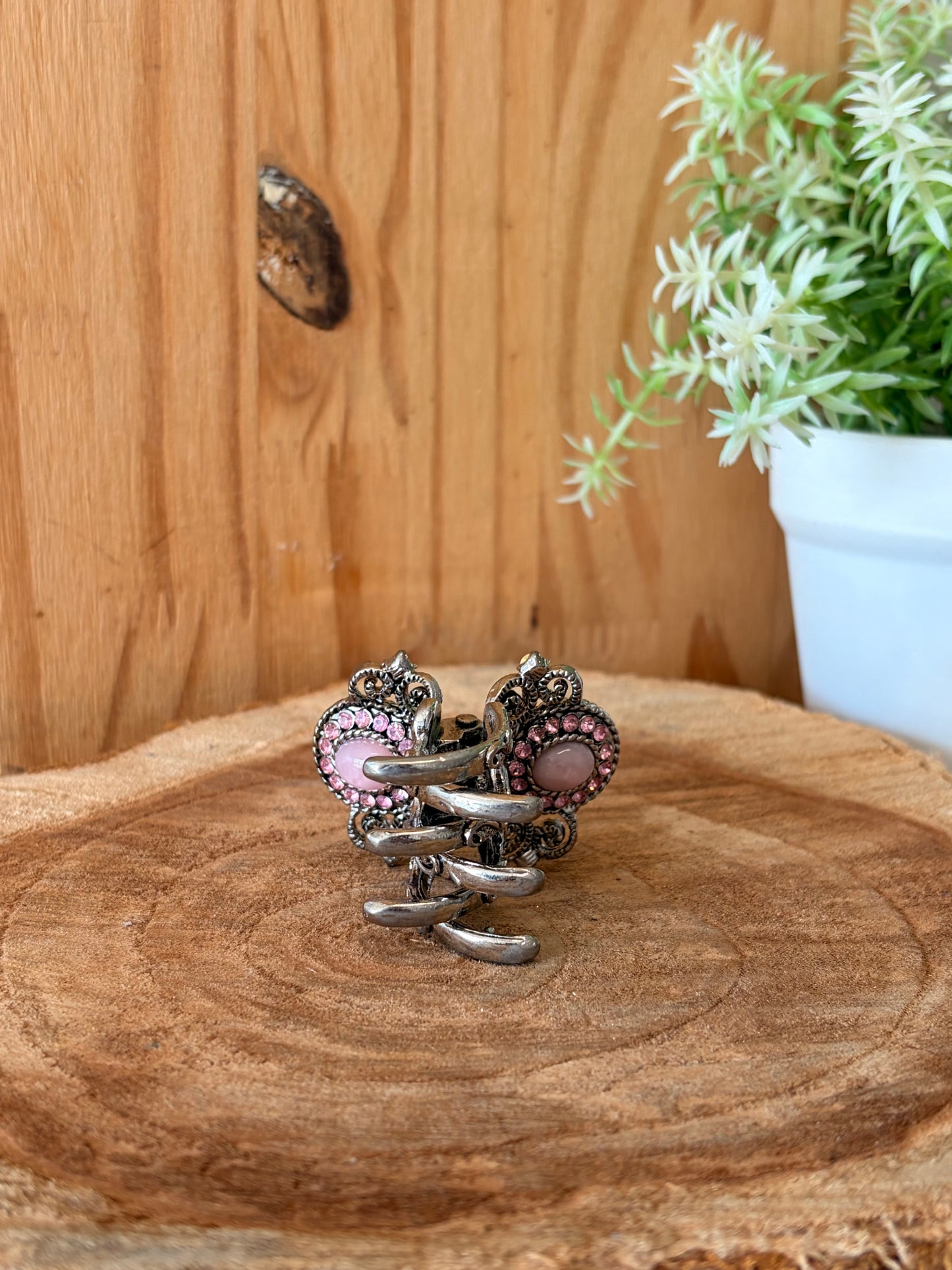 Little Pink Beaded Butterfly Hair Clip
