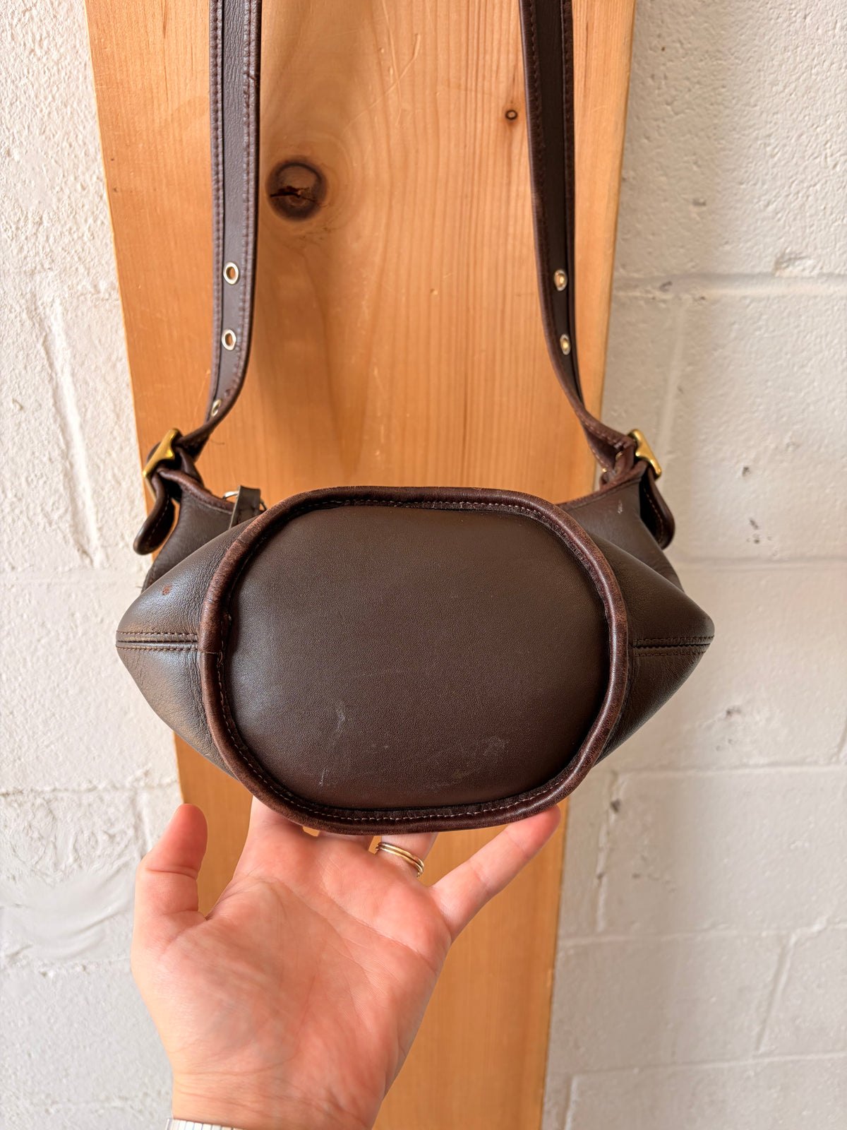 Dark Brown Leather Bucket Purse