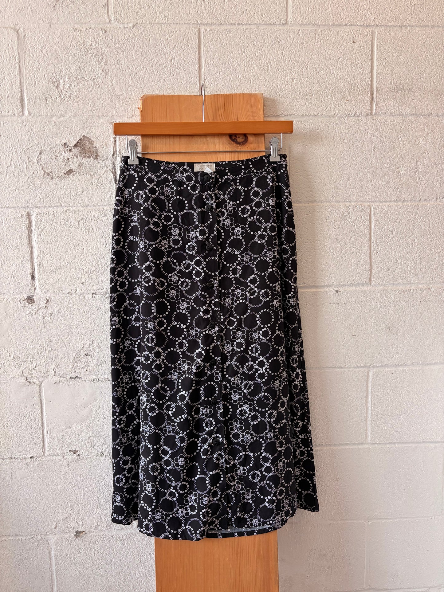 Black & White Floral Button Down Skirt : 4