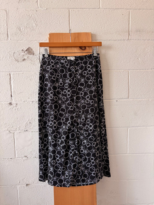 Black & White Floral Button Down Skirt : 4