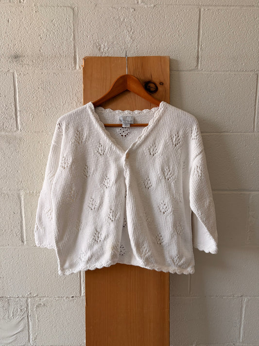 Scalloped White Cardigan : L