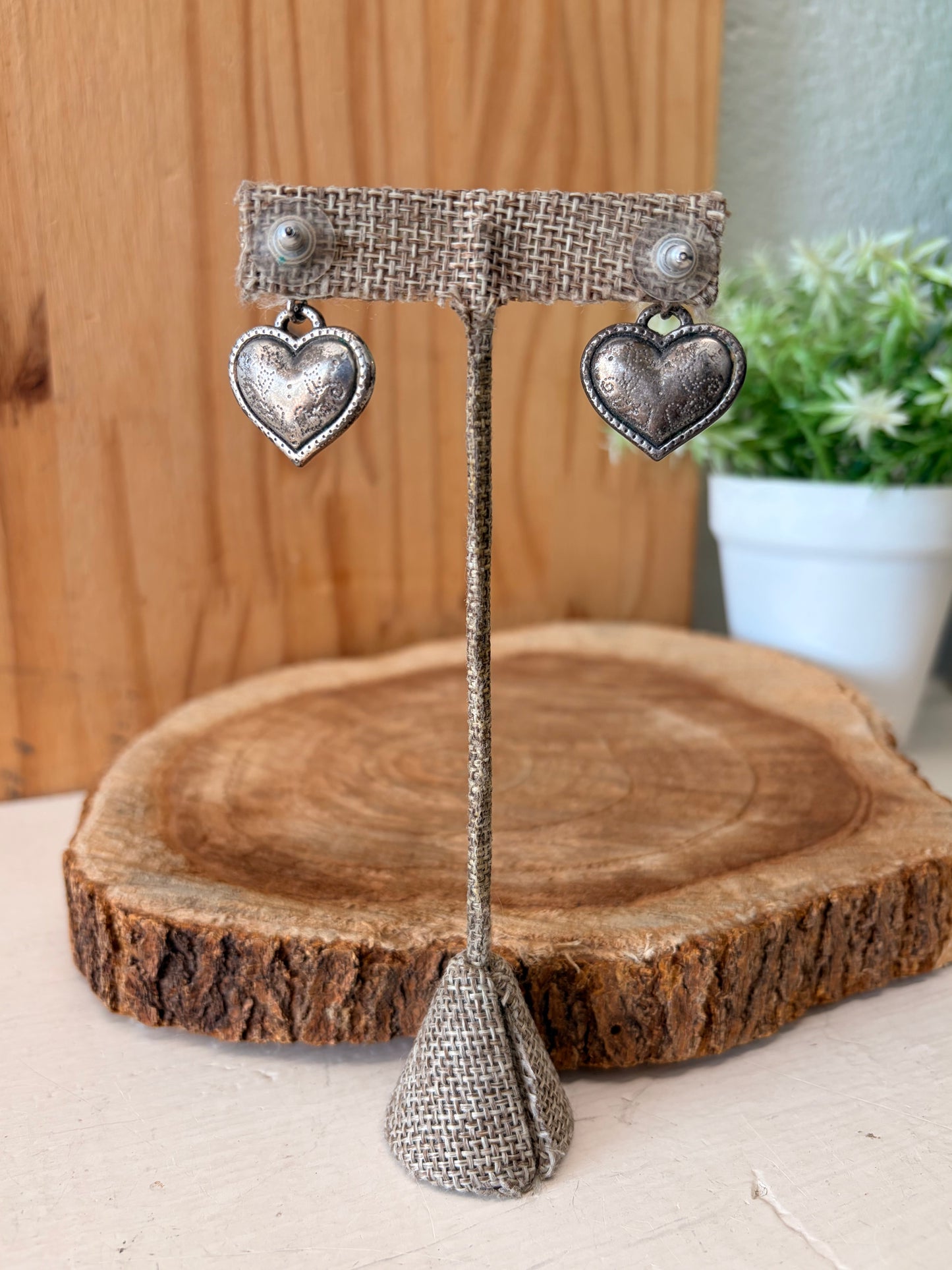 Floral Etched Heart Earrings