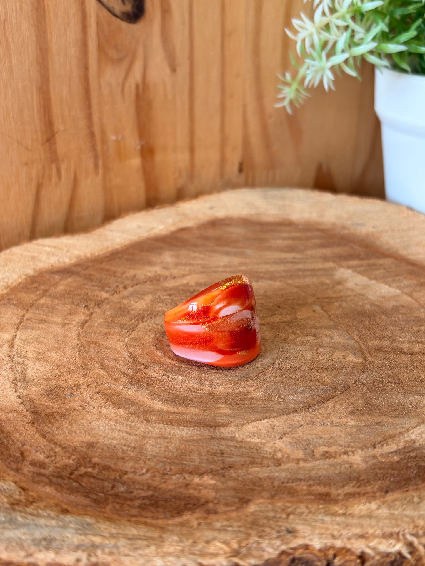 Golden Glass Sunset Ring : Size 7.5