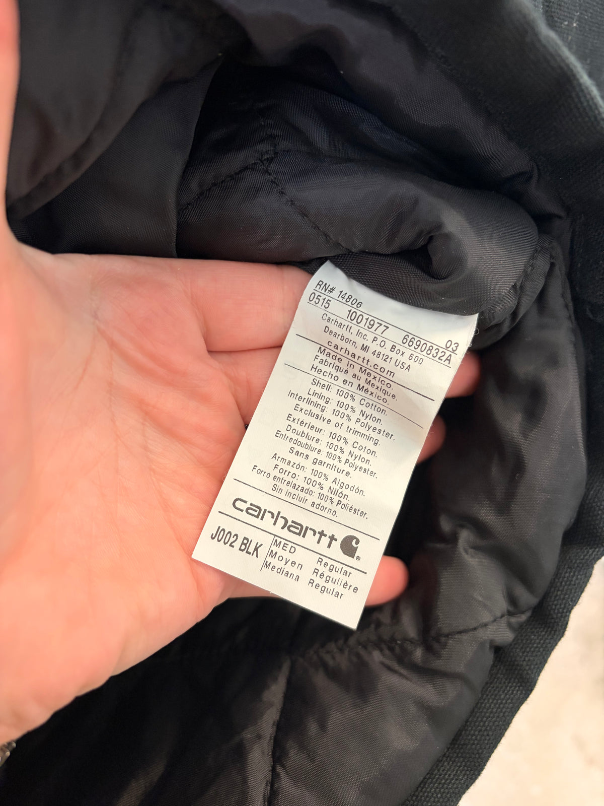 Black Carhartt Heavy Coat : M