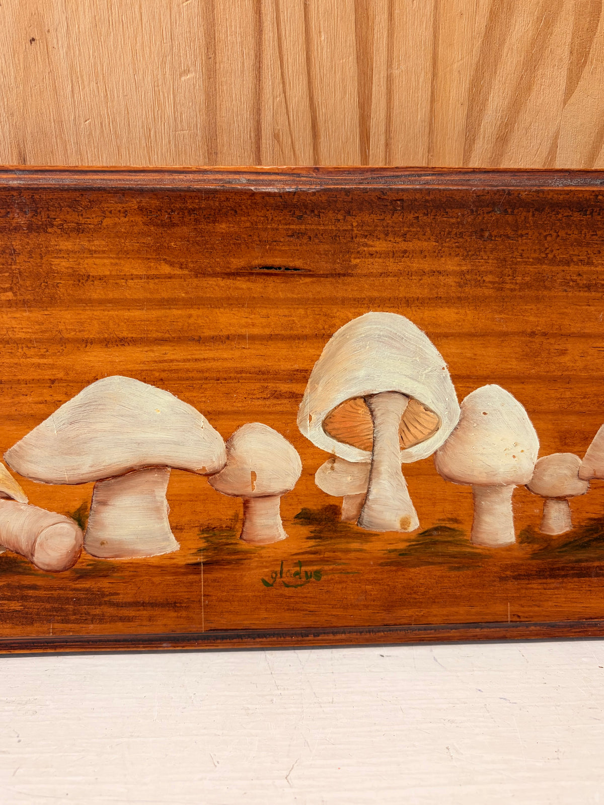 Painted Wooden Mushroom Plaque / Cutting Board (Local Pick Up Only)