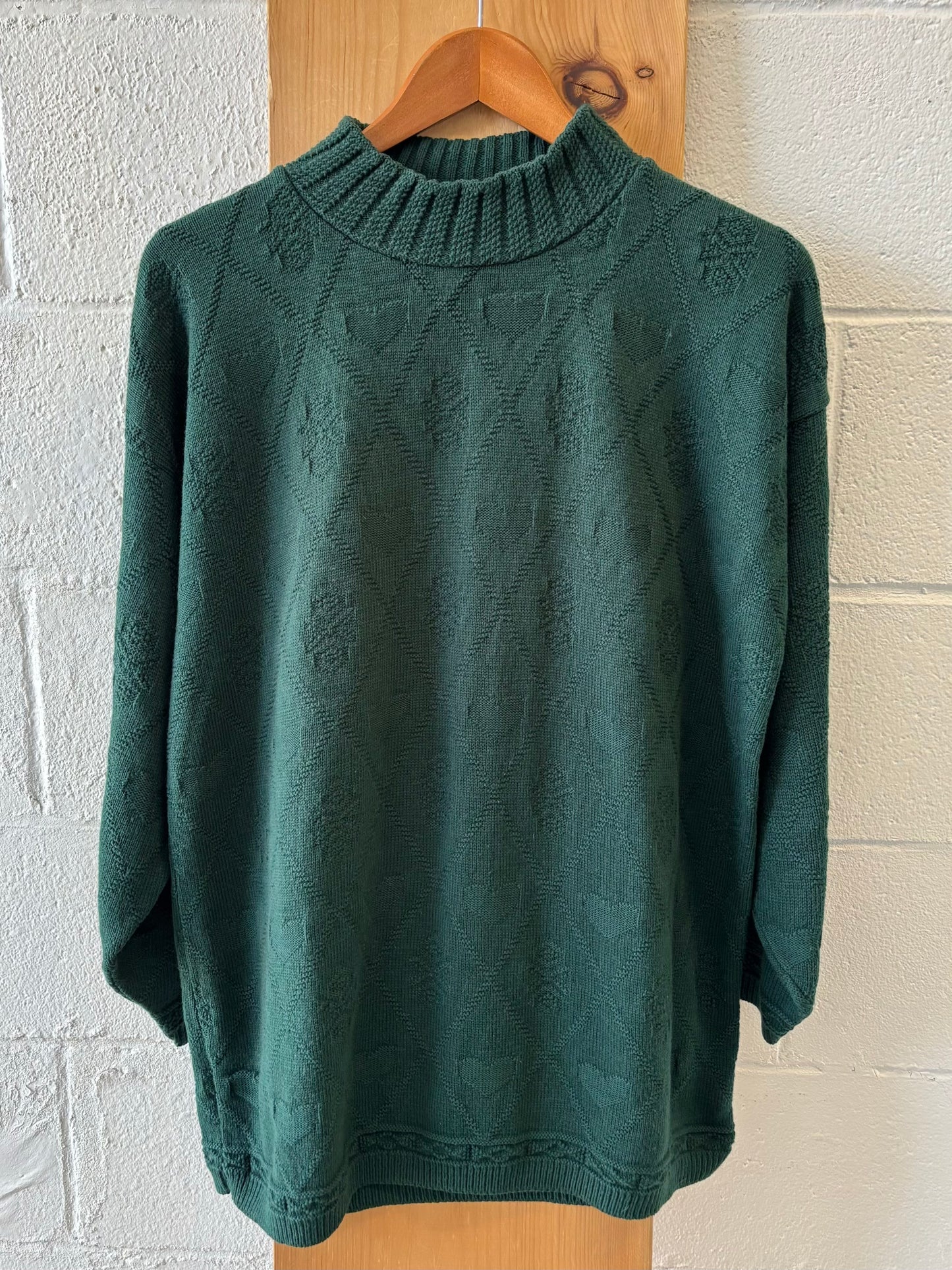 Dark Green Heart Sweater : L
