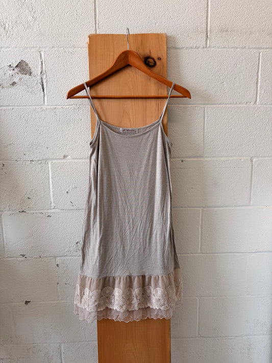Boho Lace Trim Tank / Mini Dress : S