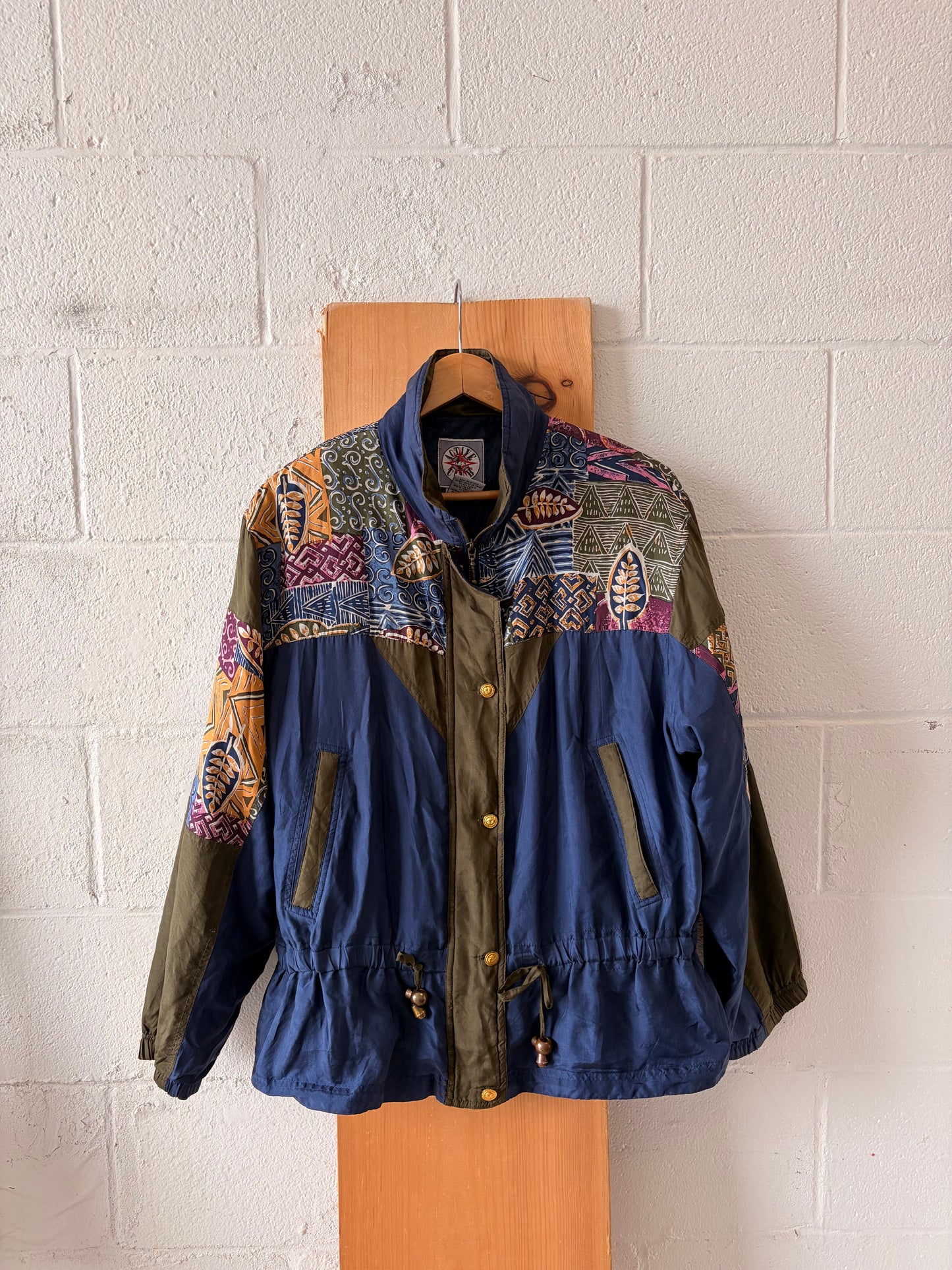 Vtg Patterned Silk Windbreaker : M