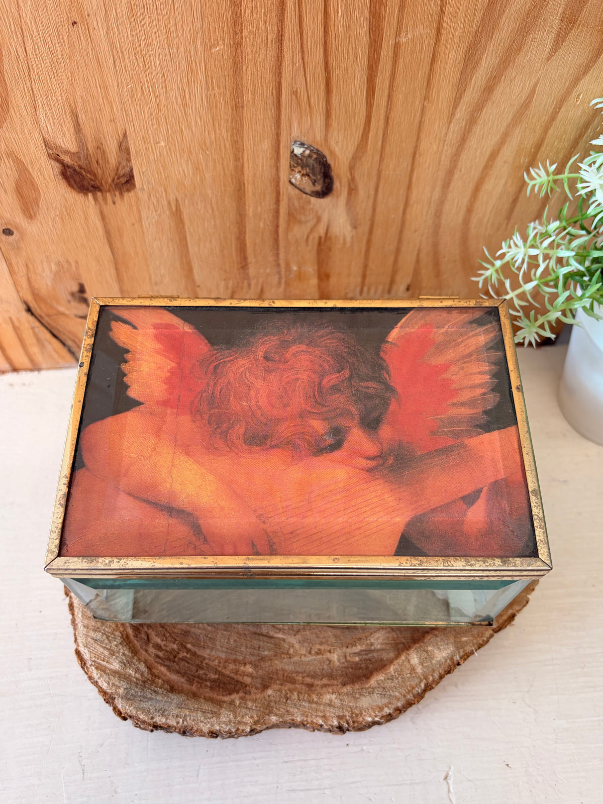 Vtg Mirrored Angel Trinket Box (Local Pick Up Only)