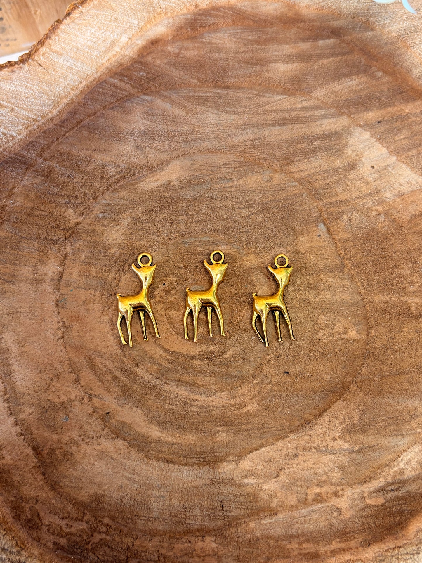 Gold Tone Deer Charm Trio