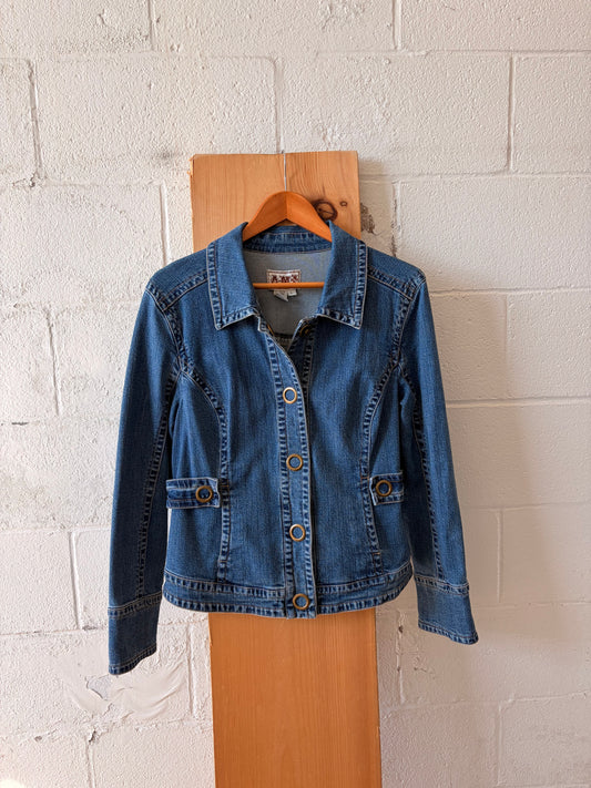 Casual Denim Snap Up Jacket : L
