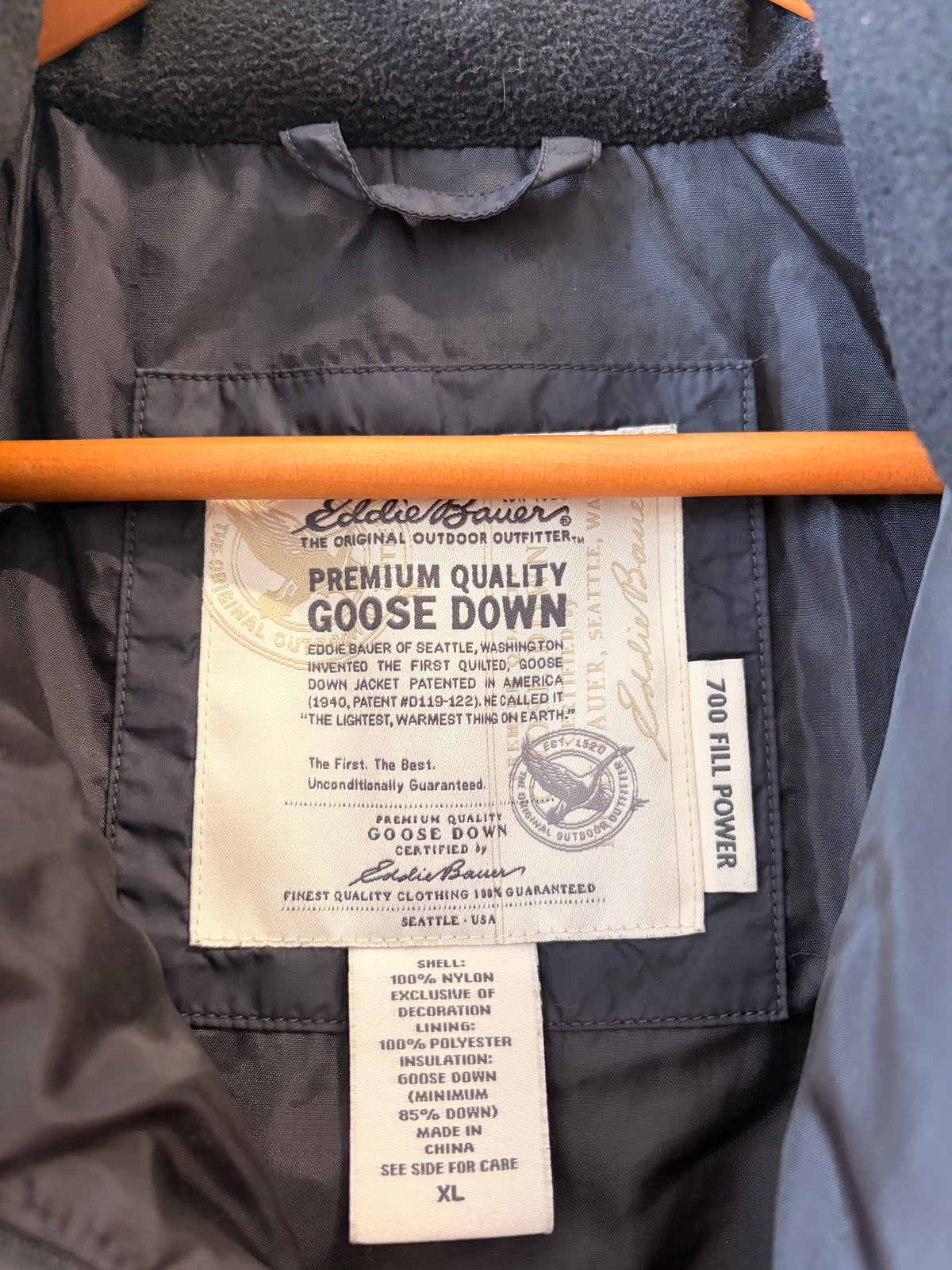 Black Eddie Bauer Goose Down Puffer Coat : XL
