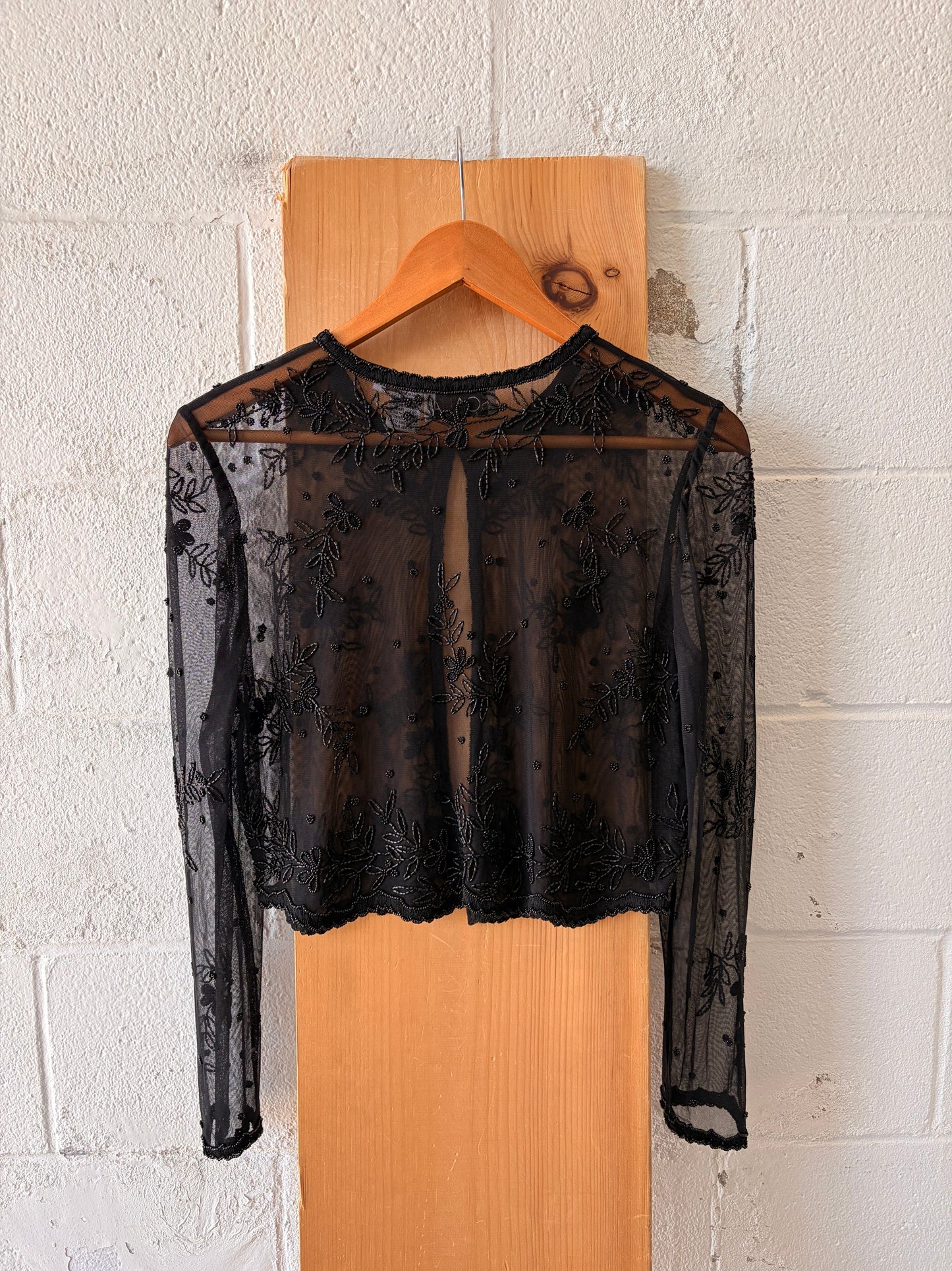 Vtg Scala Sheer Beaded  Cardigan : M