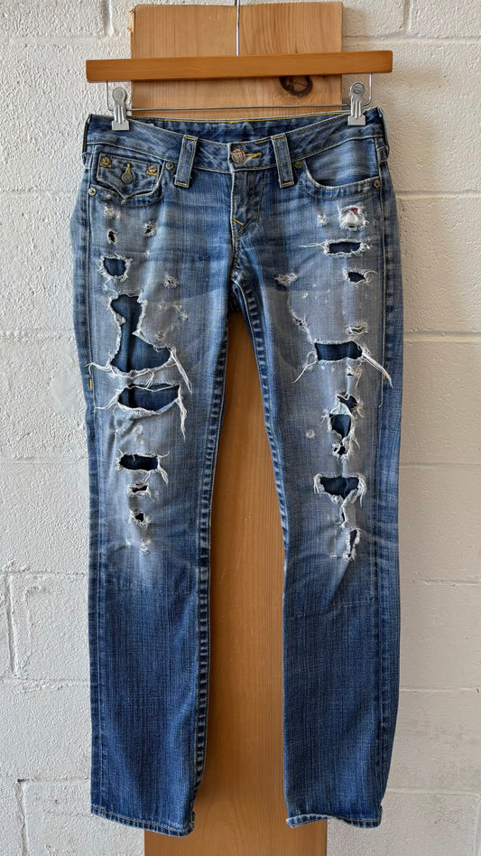 Distressed Low-Rise True Religion Jeans : 27