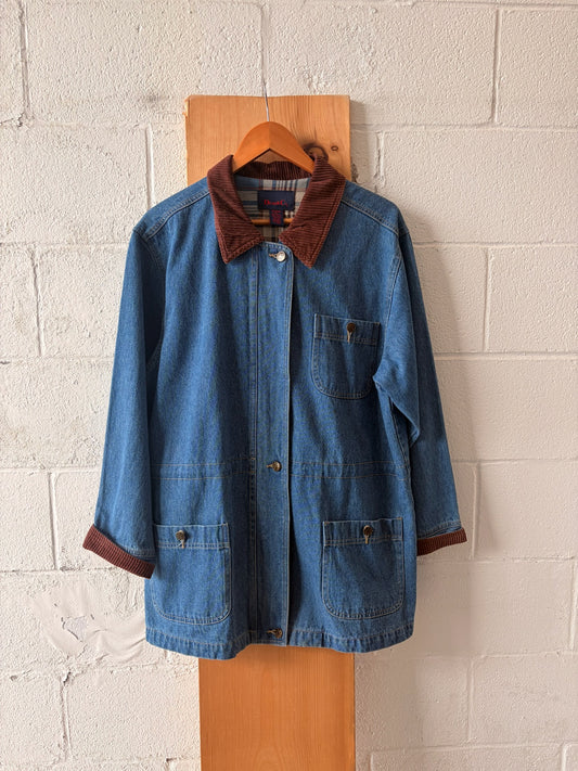 Denim Corduroy Collar Chore Coat : M