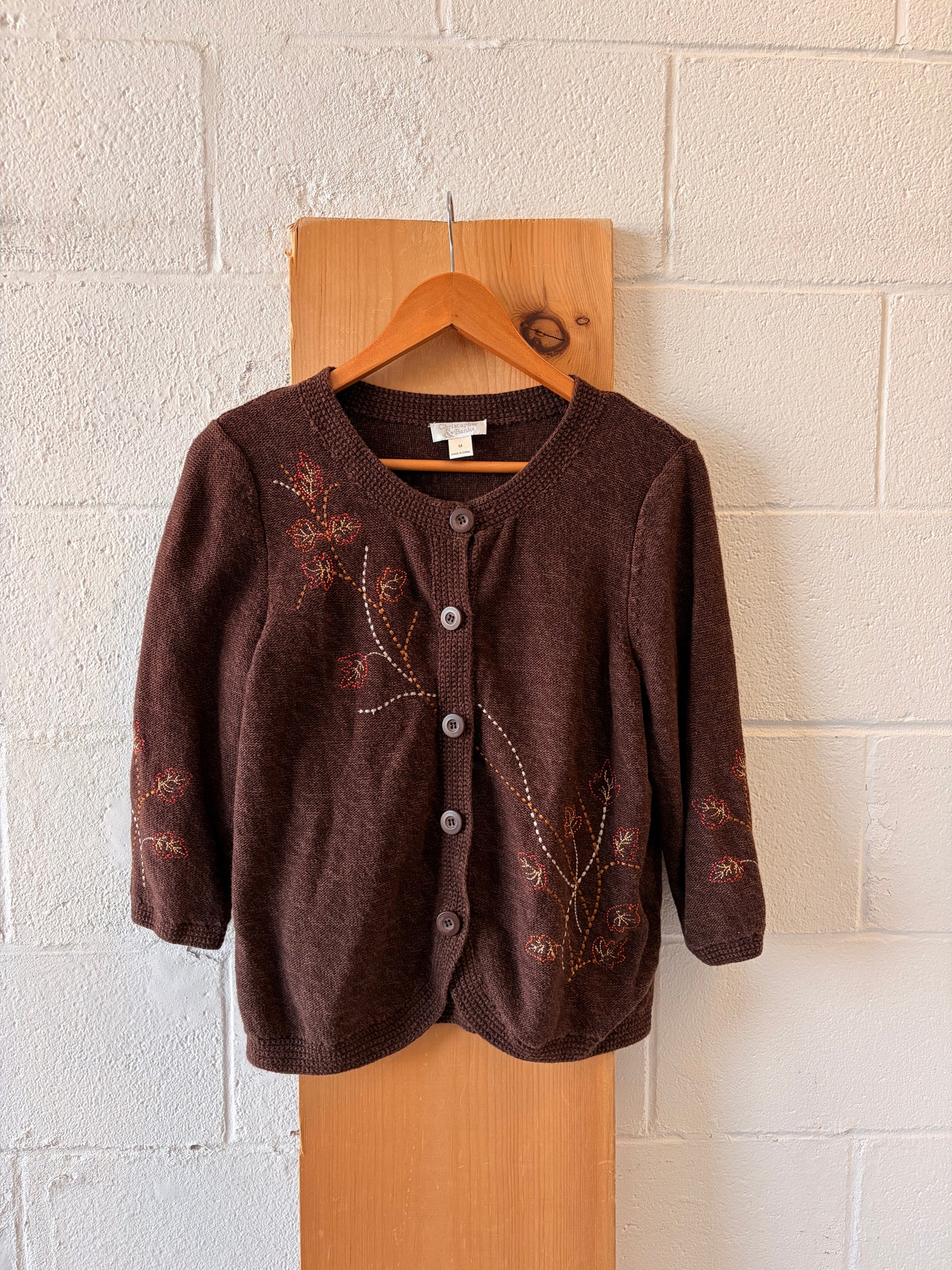 Autumn Leaf Embroidered Cardigan : M