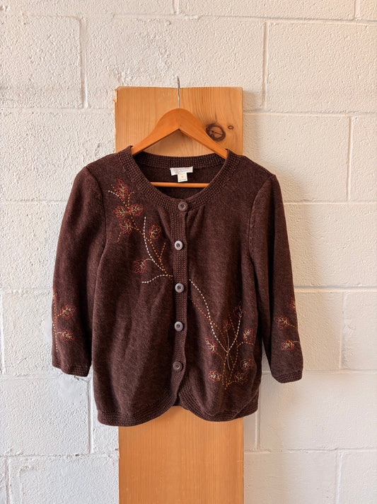 Autumn Leaf Embroidered Cardigan : M