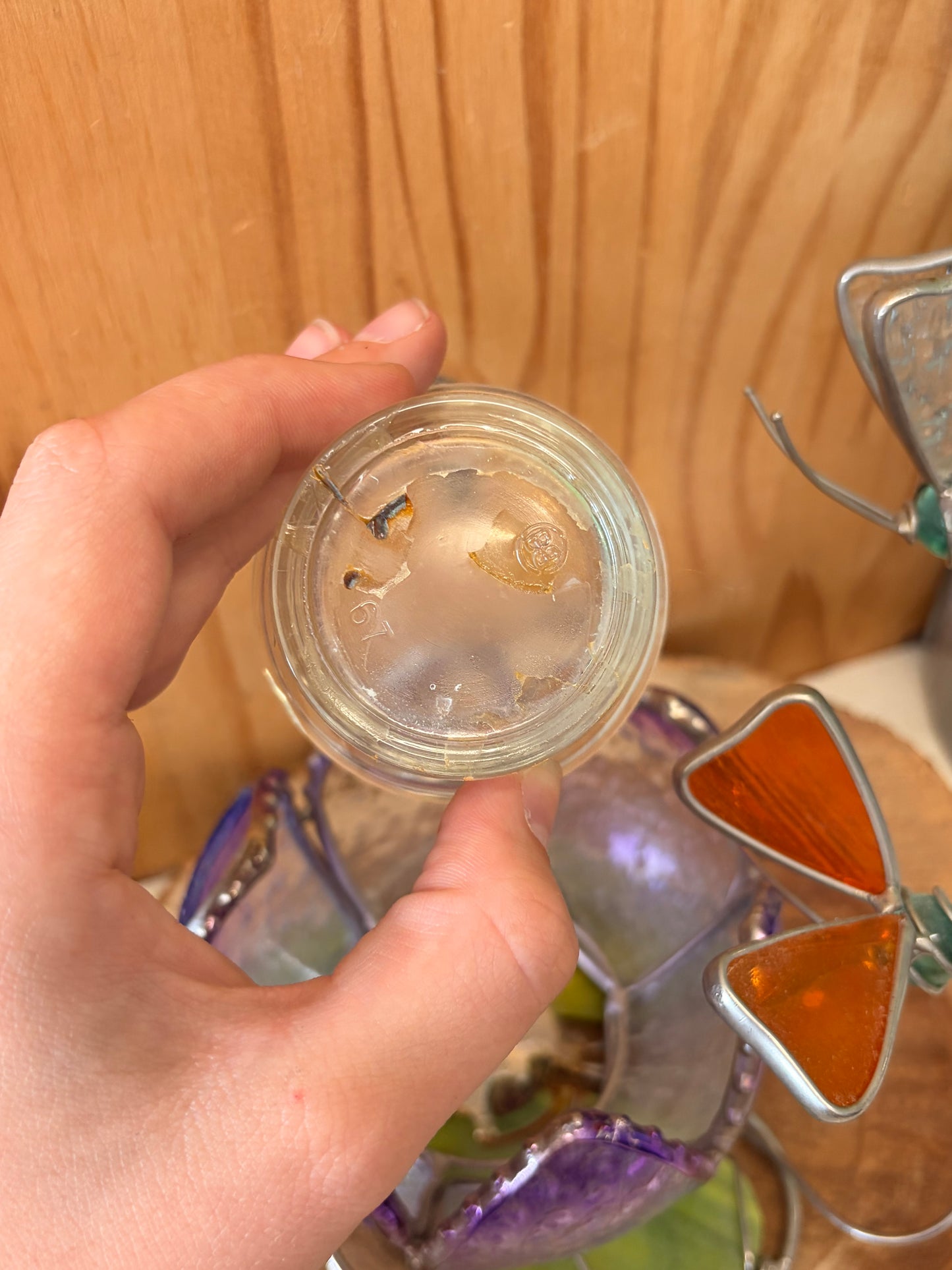 Glass Lotus & Dragonfly Votive Candle Holder (Local Pick Up Only - As Is)