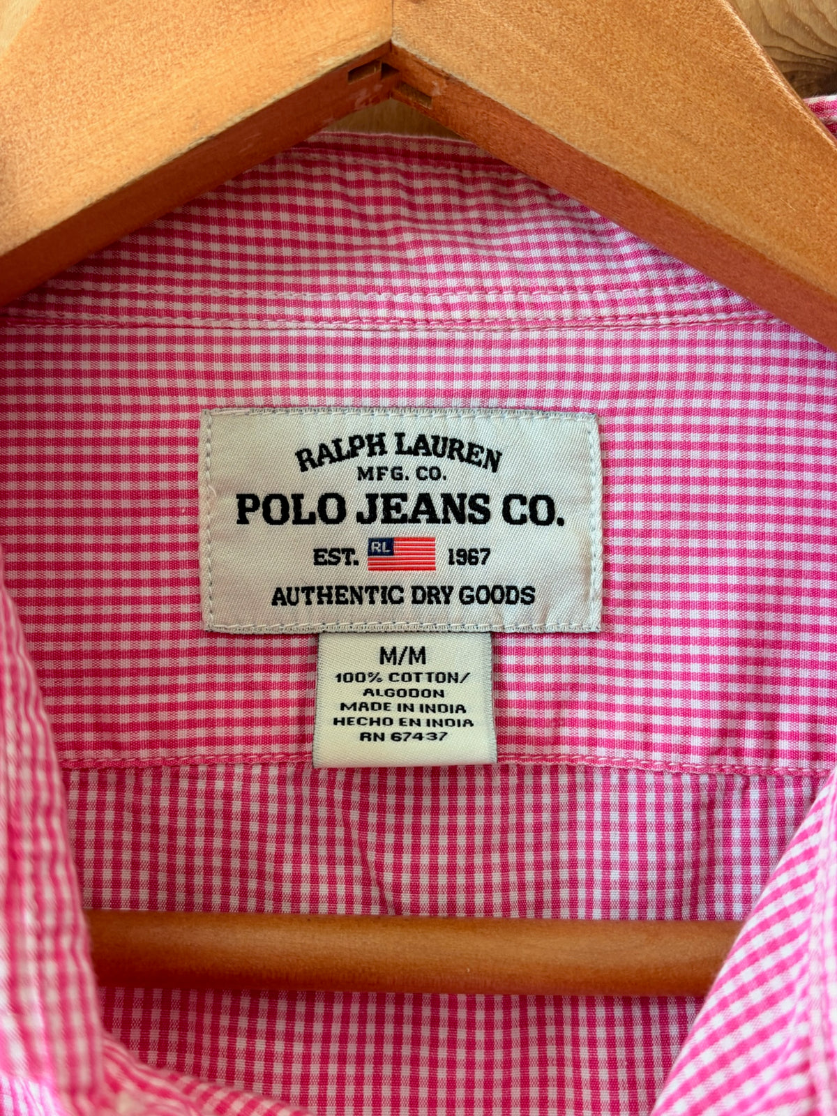Pink Gingham Polo Jeans Co Button Down : M