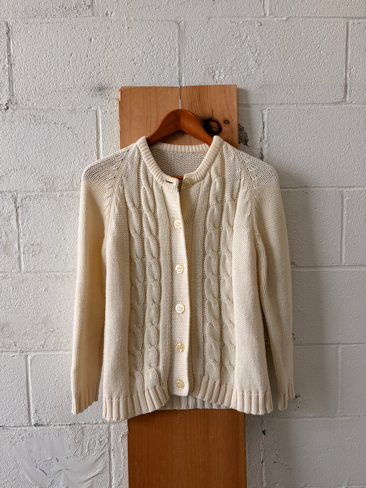 Classic Cream Cardigan Sweater : S/M