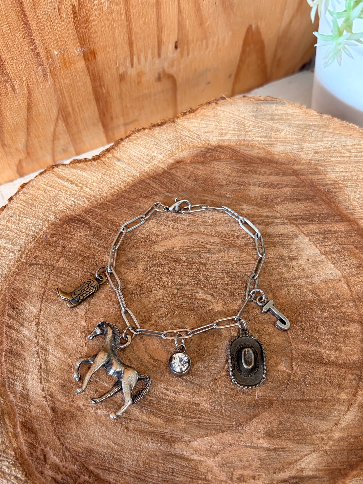 Silver Tone Western Charm Bracelet