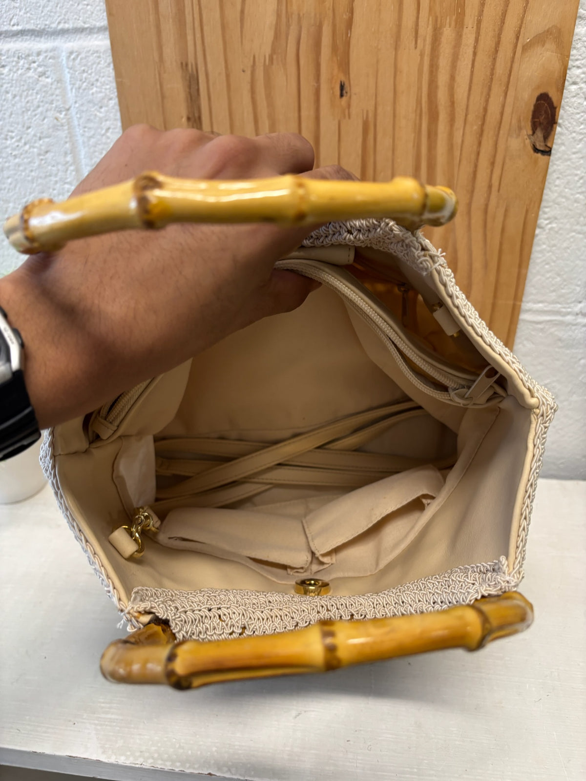 Embellished Woven Handbag