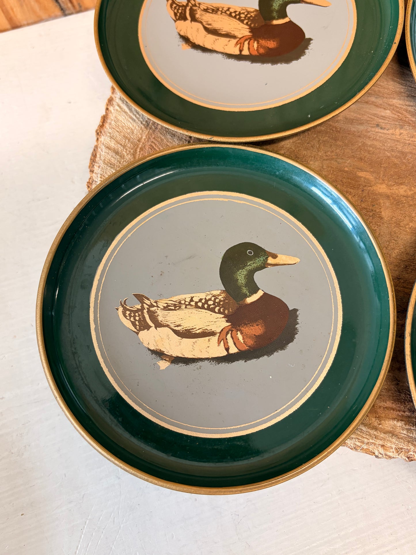 Vtg Set of 5 Otagiri Lacquerware Mallard Duck Coasters (Local Pick Up Only - As Is)