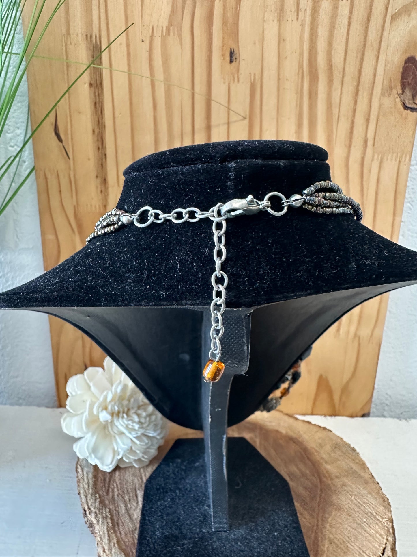 Three Strand Beaded Boho Necklace