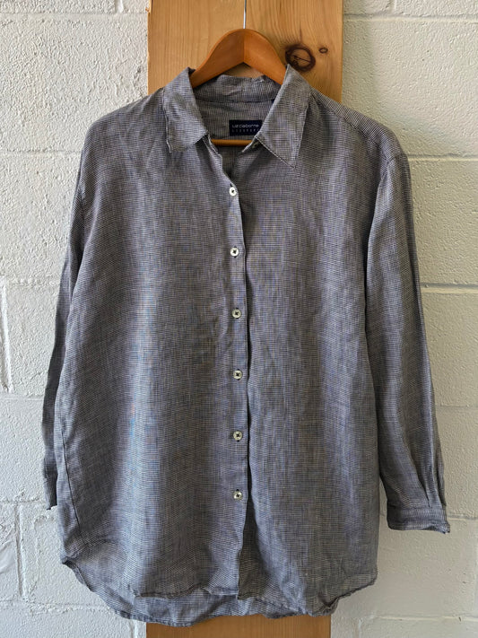Linen Houndstooth Button Up : L
