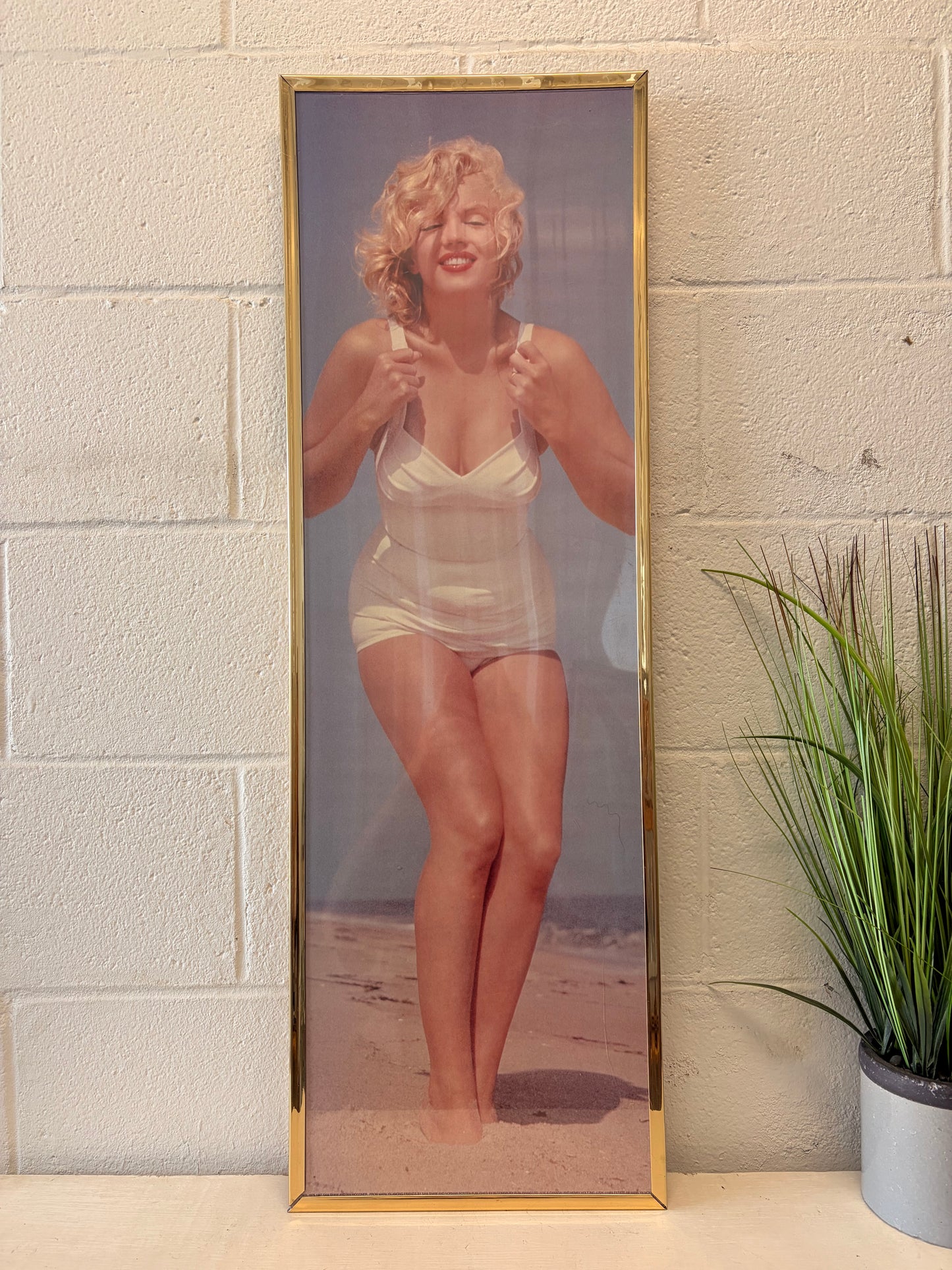 Vtg Framed Marilyn Monroe Beach Poster (Local Pick Up Only)