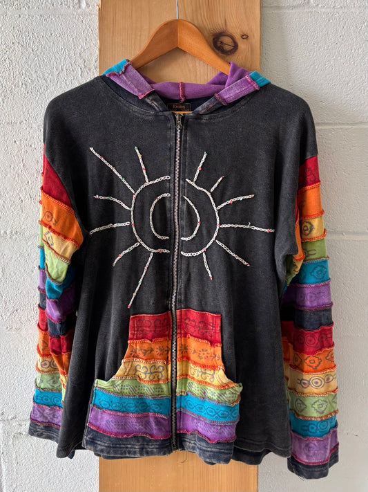 Boho Zip Up Hoodie : XXL