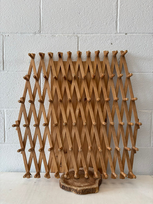 Vtg XL Wood Accordion Peg Rack (Local Pickup Only)