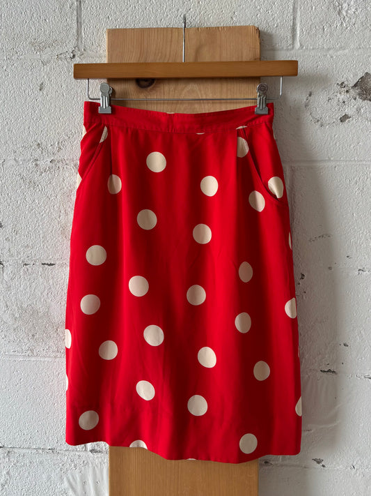 Vtg Polka Dot Red Skirt : 10
