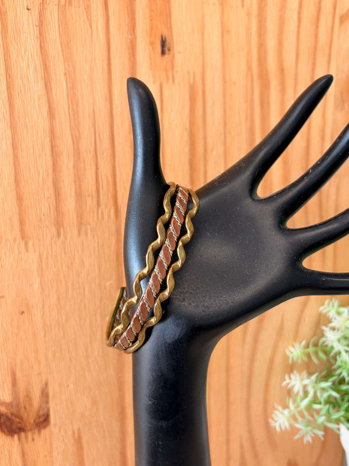 Three Tone Metal Cuff Bracelet