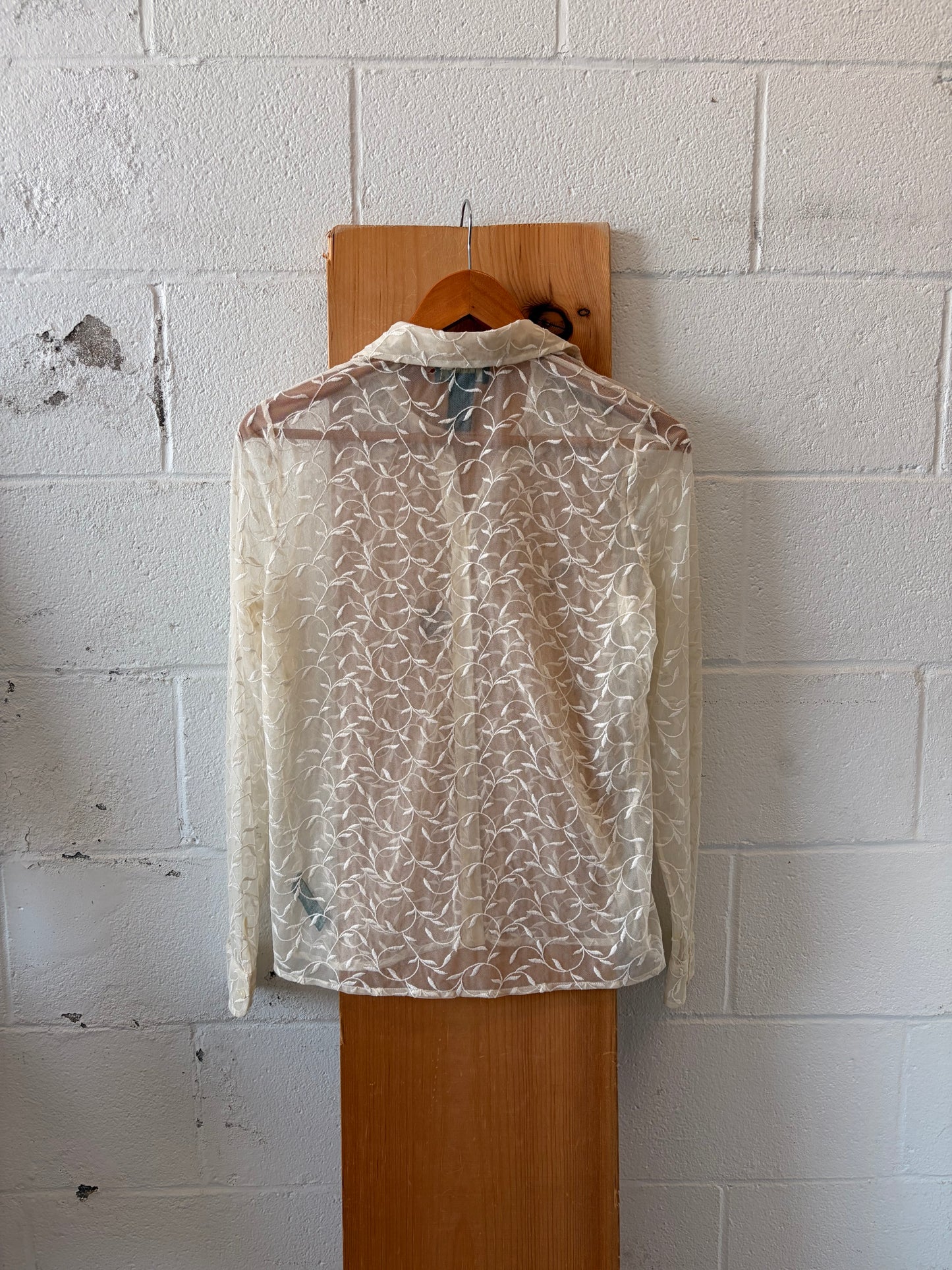 Sheer Floral Button Down : S