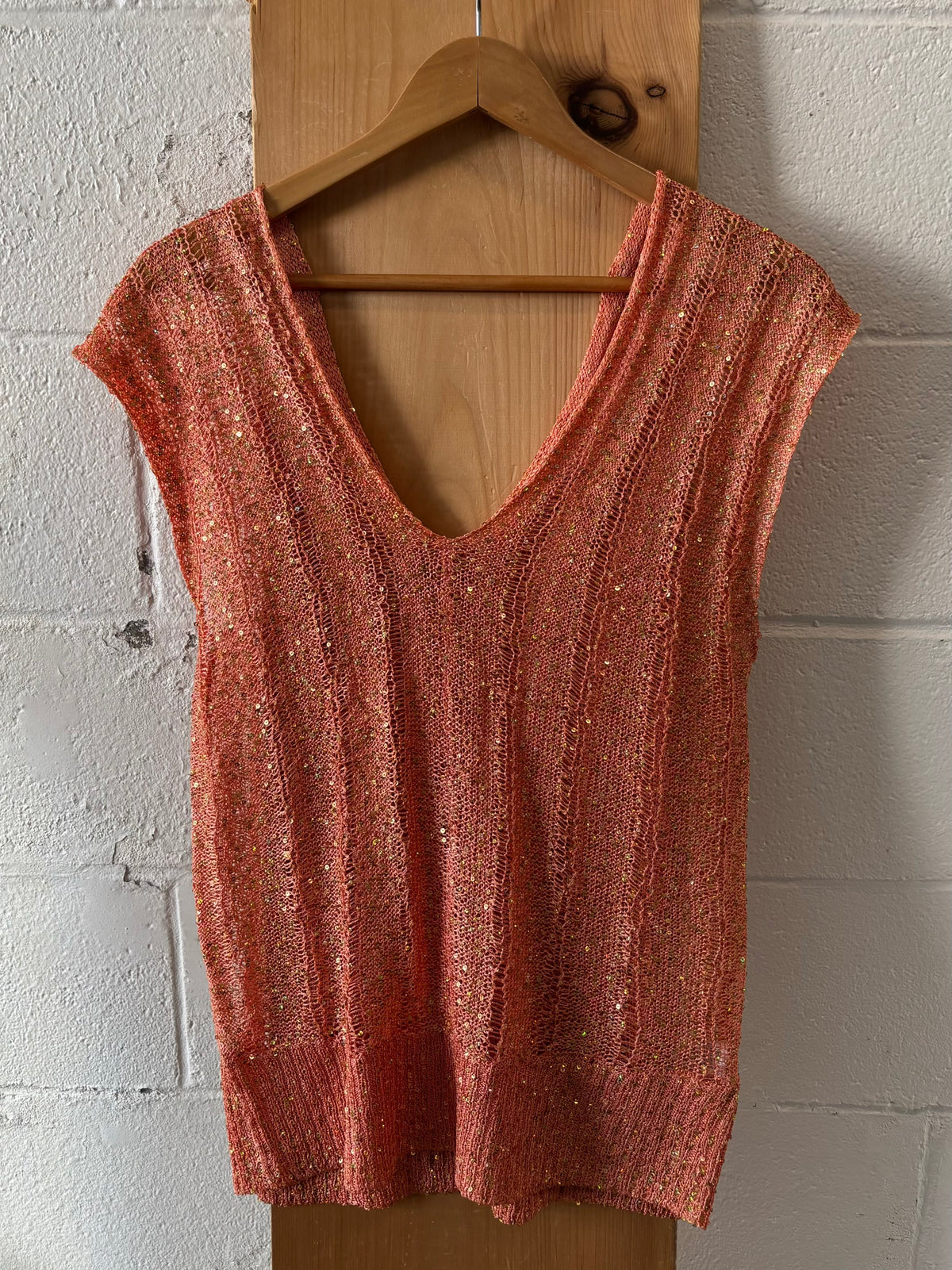 Metallic Coral Sleeveless Top : M